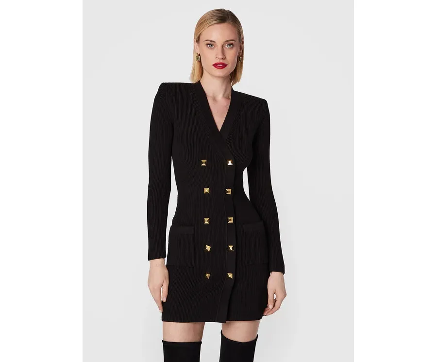 obrazek 1 Elisabetta Franchi Sukienka dzianinowa AM-39S-26E2-V500 Czarny Slim Fit