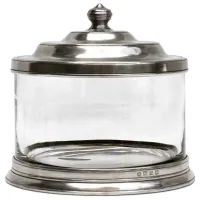 Picture Glass cookie container made of pewter - Cosi Tabellini
