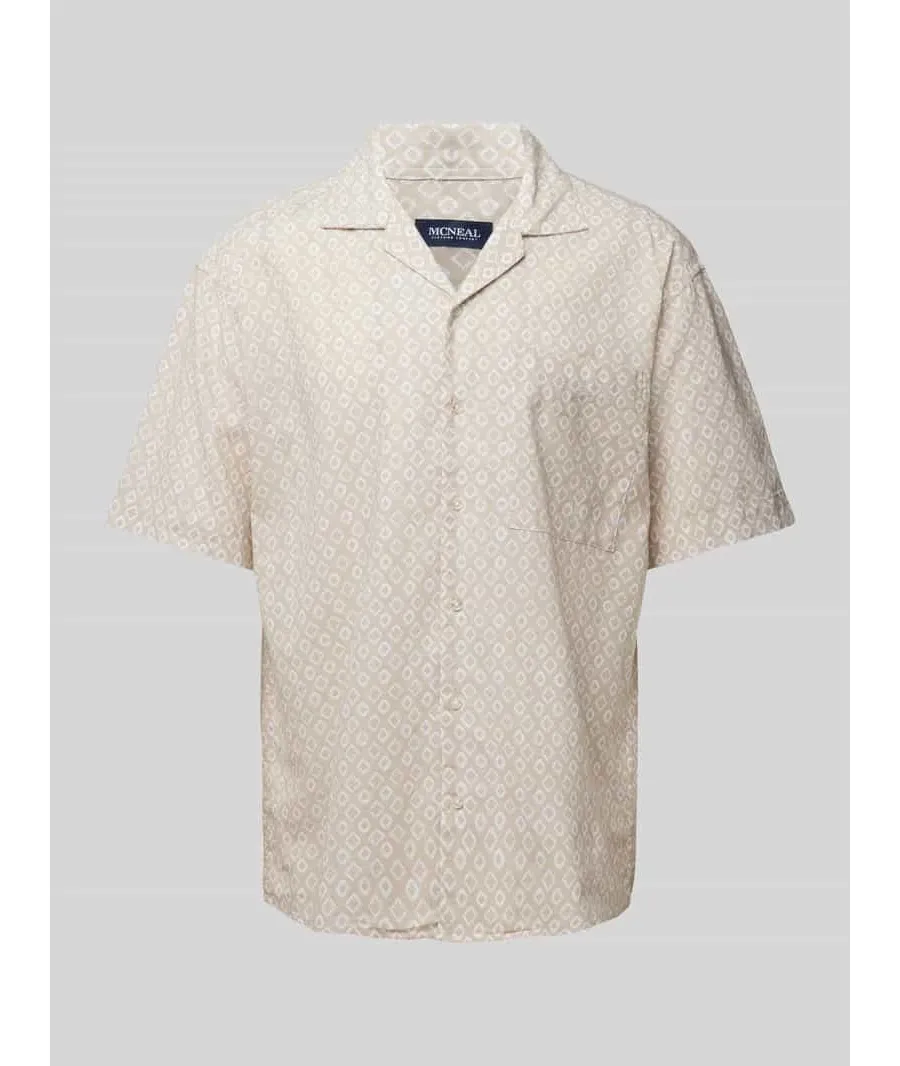 obrazek 1 Koszula lniana o kroju tailored fit ze wzorem na całej powierzchni