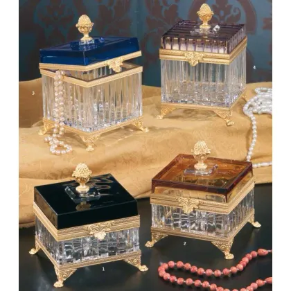 Picture Beautiful crystal boxes with gold accessories for jewelry