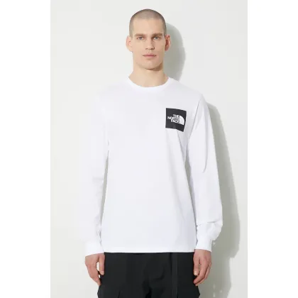 Zdjęcie The North Face longsleeve bawełniany M L/S Fine Tee kolor biały z nadrukiem NF0A87NCFN41