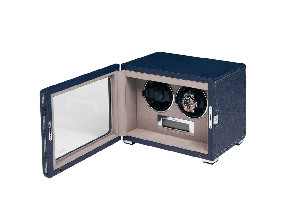 obrazek 2 Nowoczesny rotomat na dwa zegarki - panel dotykowy, skórzana obudowa