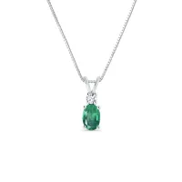 Zdjęcie Wisiorek ze szmaragdem i diamentem z białego złota KLENOTA