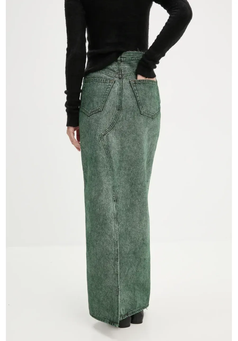 obrazek 1 MM6 Maison Margiela spódnica jeansowa kolor zielony maxi prosta S62MI0021.S30652