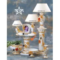 Picture Stylish ceramic coffee table decorated with glass flowers