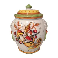 Zdjęcie Wyjątkowa włoska ceramiczna waza zdobiona jesiennym motywem