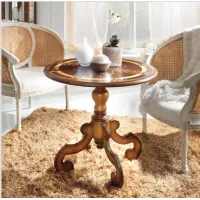 Zdjęcie Dekoracyjny okrągły stolik kawowy w stylu antycznym w kolorze orzecha włoskiego