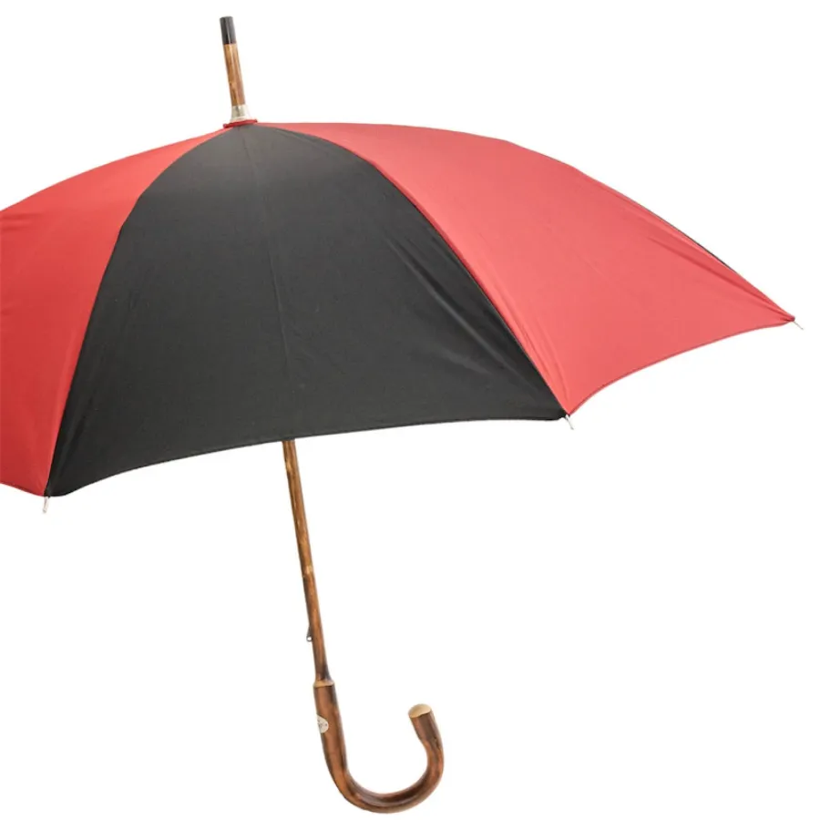 obrazek 7 Stylowy czarno czerwony parasol męski z rączką z kasztanowca - Pasotti