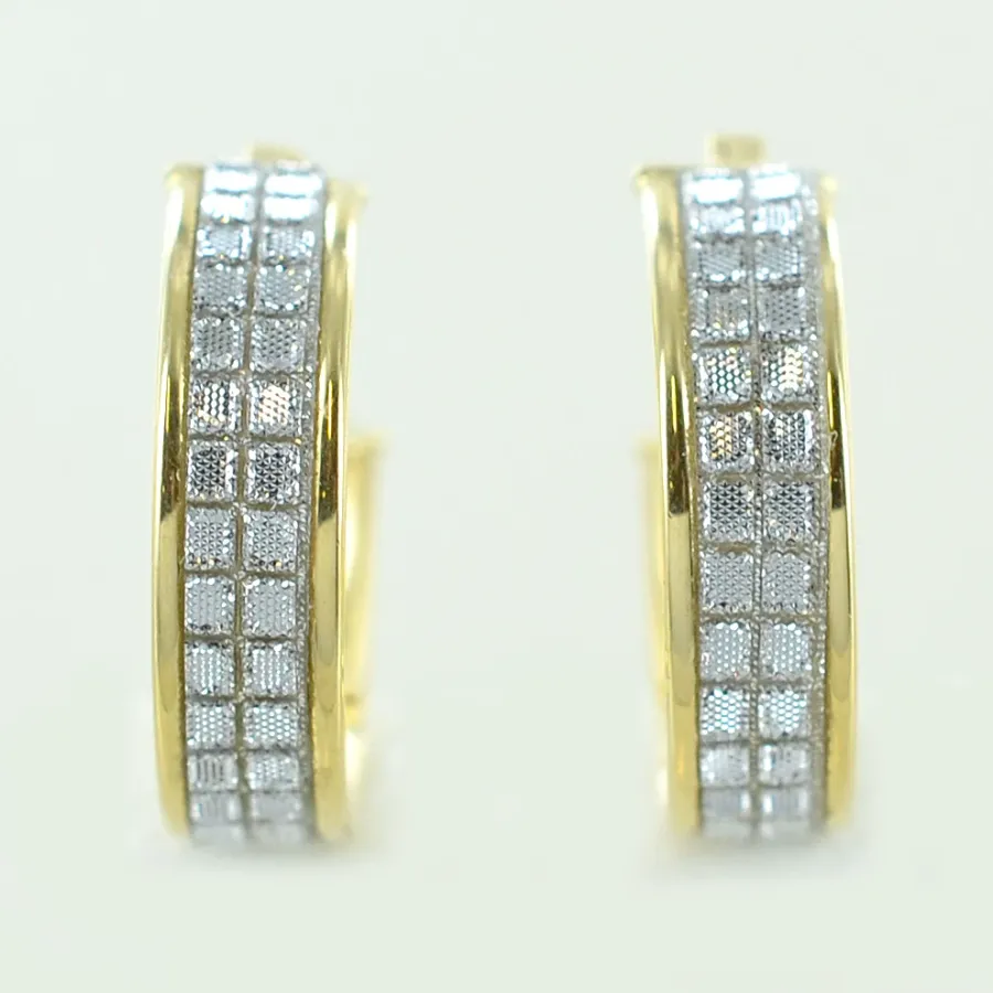 obrazek 3 Złote damskie kolczyki koła z brokatem