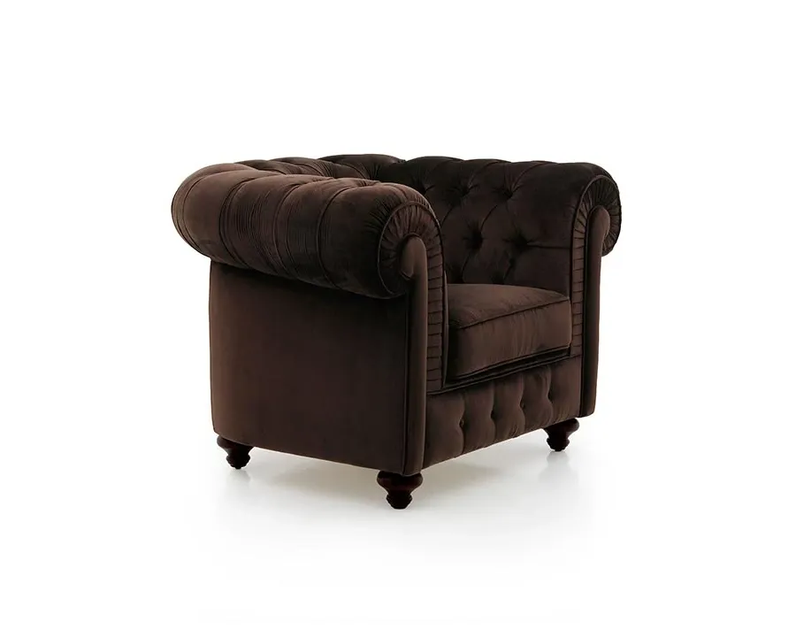 obrazek 1 Brązowy prestiżowy fotel w stylu Chesterfield - Sevensedie