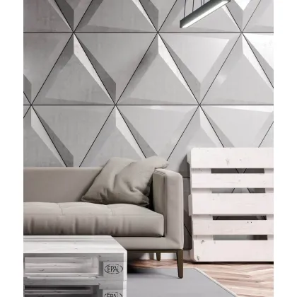 Zdjęcie 60x60 cm VT - PB36 (B1 siwo biały) TRIANGLE - Panel dekor 3D beton architektoniczny