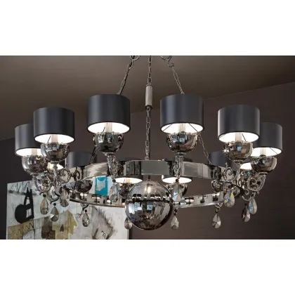 Picture Black chandelier with satin lampshades - Masiero