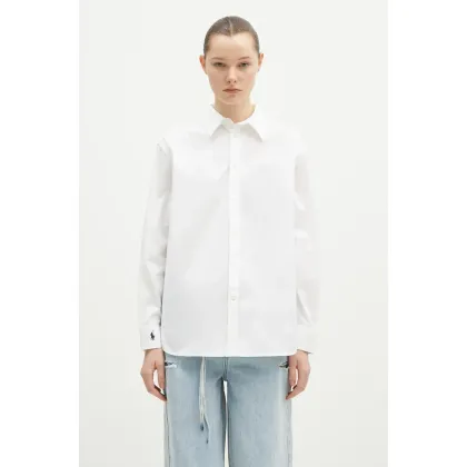 Zdjęcie Polo Ralph Lauren koszula bawełniana Long Sleeve Light Shirt damska kolor biały relaxed z kołnierzykiem klasycznym 211968219