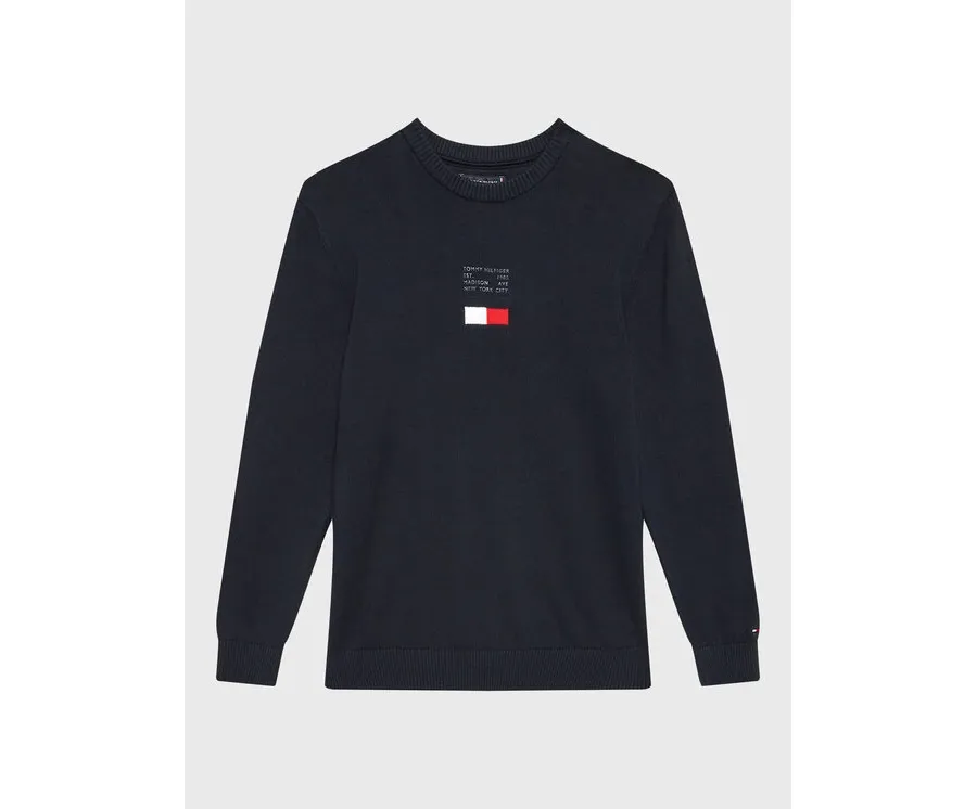 obrazek 1 Tommy Hilfiger Sweter Flag KB0KB07973 D Granatowy Regular Fit