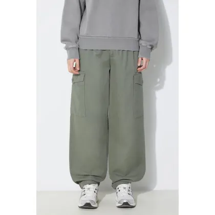 Zdjęcie Carhartt WIP spodnie bawełniane Collins Pant kolor zielony szerokie high waist I029789.1YFGD