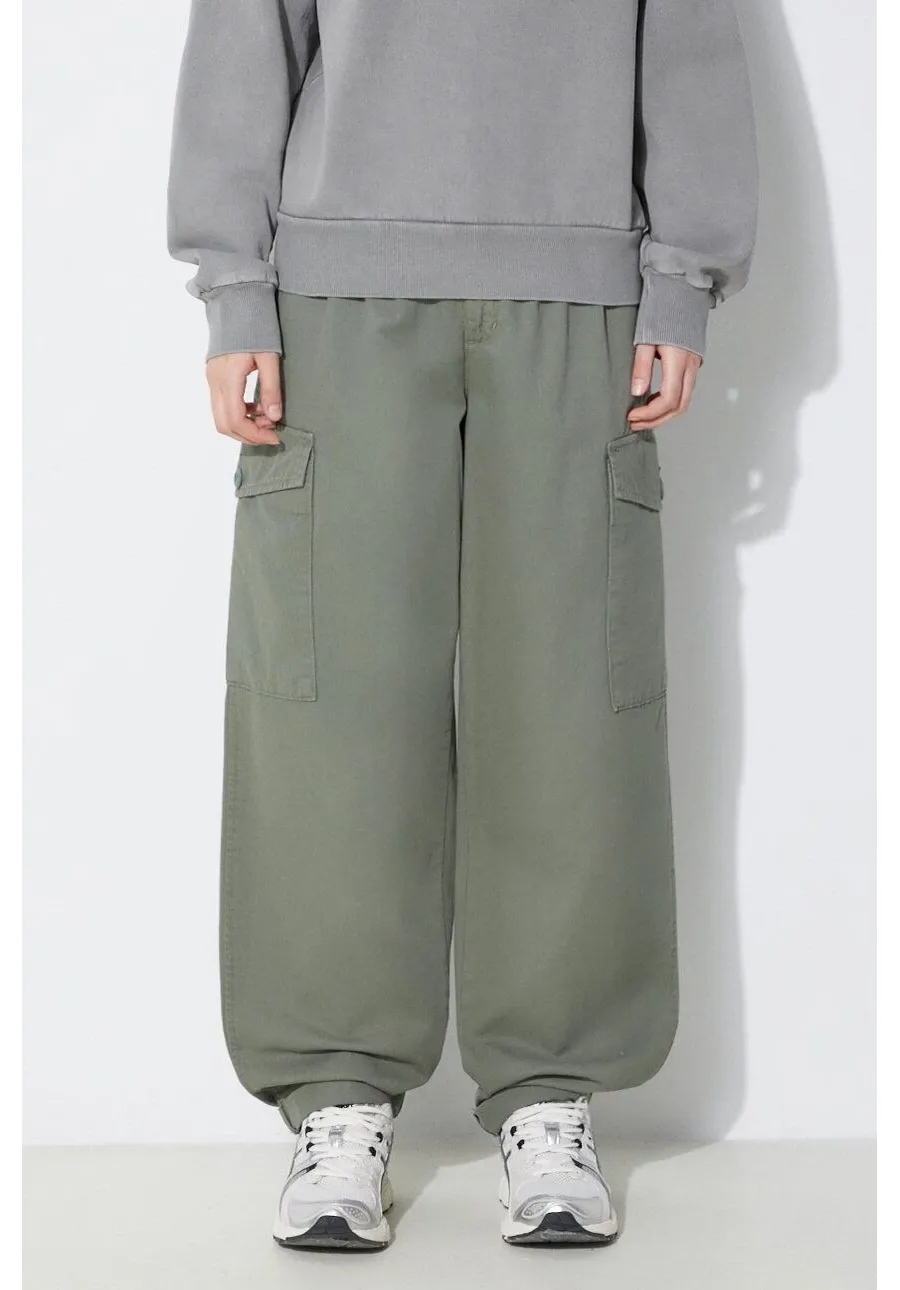 obrazek 1 Carhartt WIP spodnie bawełniane Collins Pant kolor zielony szerokie high waist I029789.1YFGD