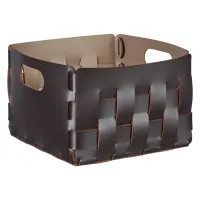 Picture Unique Bottega basket 25x25xH20 cm made of chocolate-colored leather