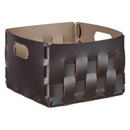 Zdjęcie Wyjątkowy kosz Bottega 25x25xH20 cm ze skóry w kolorze czekoladowym