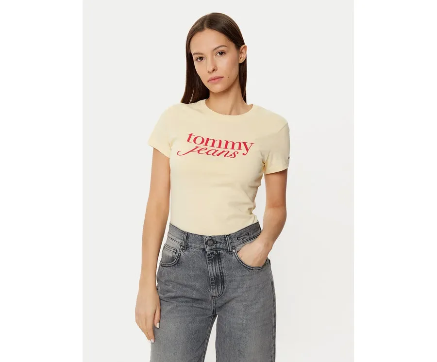 obrazek 1 Tommy Jeans T-Shirt DW0DW19447 Żółty Slim Fit