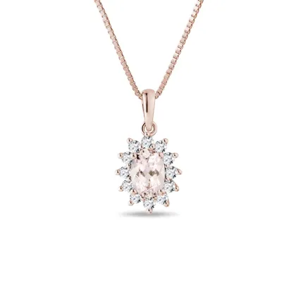 Zdjęcie Naszyjnik z morganitem i diamentami w różowym złocie KLENOTA