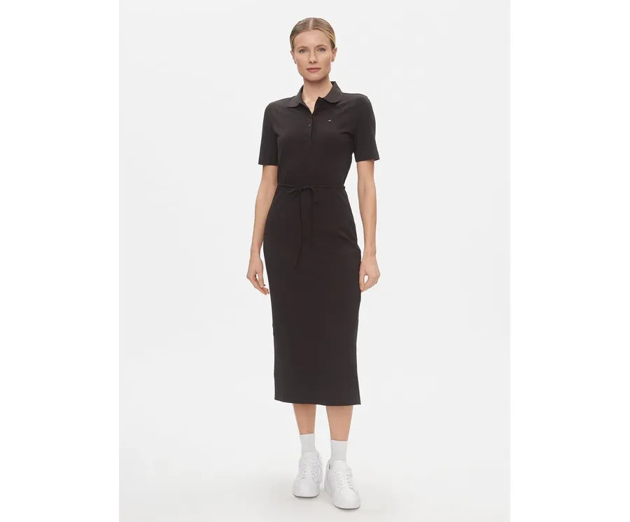 obrazek 1 Tommy Hilfiger Sukienka codzienna Reg Breton Midi Polo Dress Ss WW0WW42030 Czarny Regular Fit
