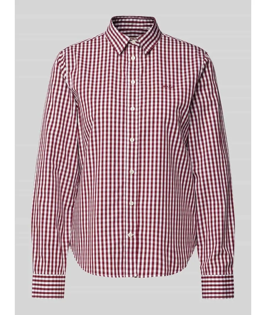 obrazek 1 Bluzka koszulowa o kroju regular fit z wyhaftowanym logo model ‘OPLIN GINGHAM’