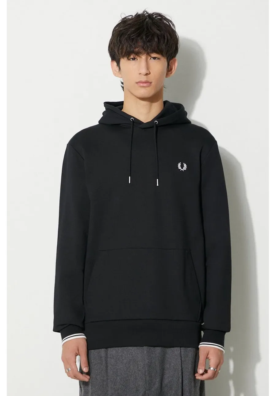 obrazek 1 Fred Perry bluza bawełniana męska kolor czarny z kapturem z aplikacją M2643.102