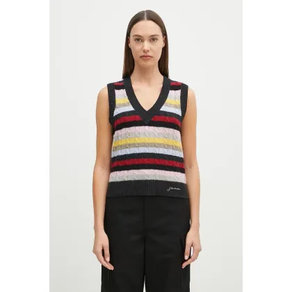 Zdjęcie GANNI kamizelka wełniana Logo Wool Mix Vest kolor multicolor lekki K2286