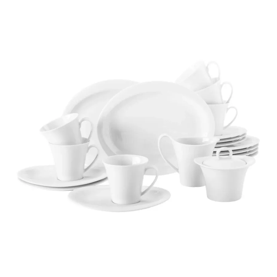 obrazek 1 Piękny owalny 20-elementowy porcelanowy serwis kawowy w stylu nowoczesnym - Seltmann Weiden