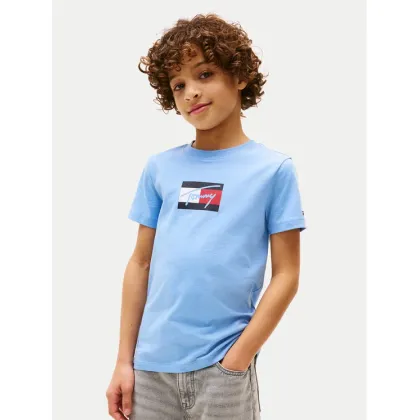 Zdjęcie Tommy Hilfiger T-Shirt Script Flag KB0KB09725 Błękitny Regular Fit