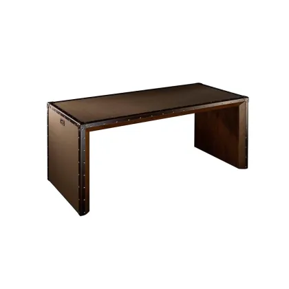 Picture Walnut, leather - minimalist COMPASS desk - Collecion Alexandra