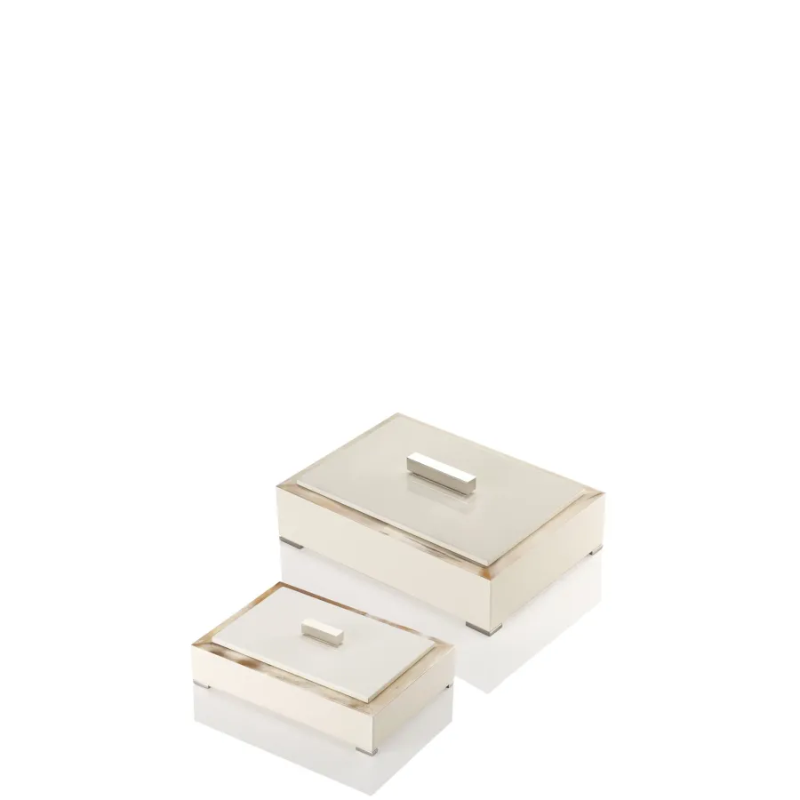 picture 1 Luxurious rectangular corner box and wood with an ivory lacquered finish - Arcahorn