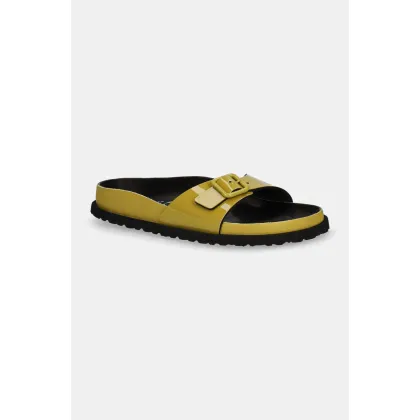 Zdjęcie Birkenstock 1774 klapki skórzane Madrid Shiny Patent Leather damskie kolor zielony 1028698