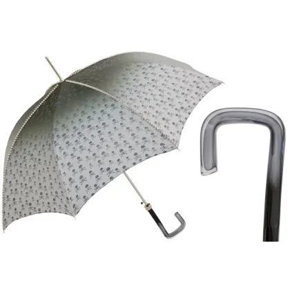 Zdjęcie Stylowy szary parasol damski zdobiony nadrukiem czaszek – Pasotti