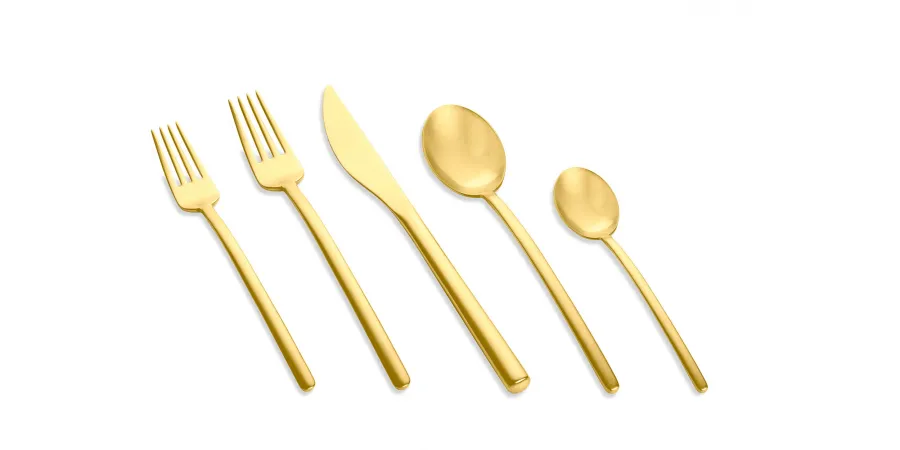 obrazek 1 Stylowa włoska łyżeczka deserowa Due Ice Oro - komplet 6 szt.