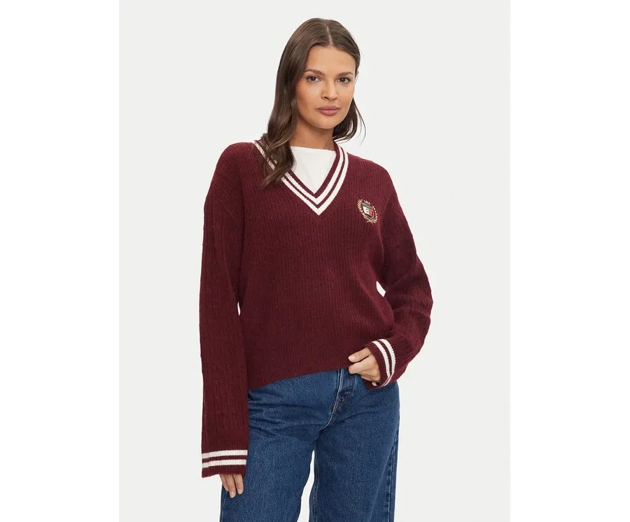 obrazek 1 Tommy Jeans Sweter DW0DW19685 Bordowy Regular Fit