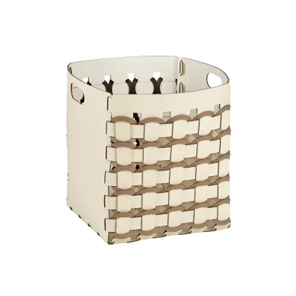 Zdjęcie Stylowy kosz Geometria Rotonda 35x35xH40 cm w kolorze waniliowym