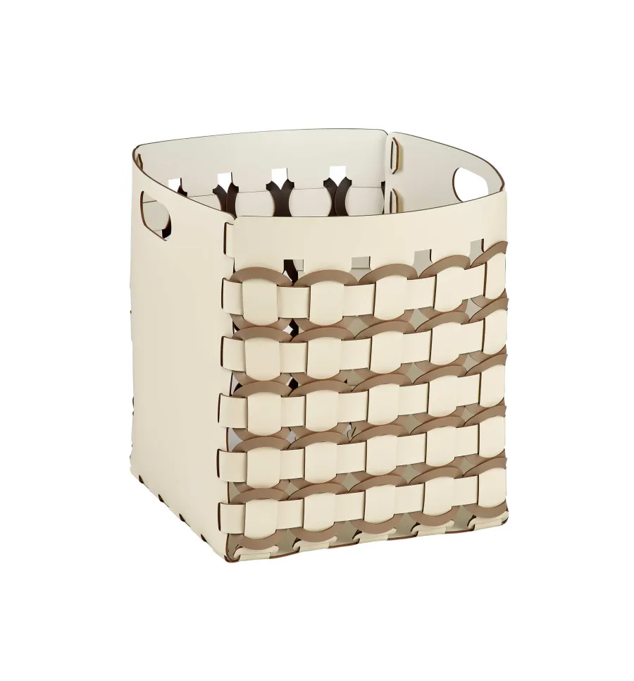 obrazek 1 Stylowy kosz Geometria Rotonda 35x35xH40 cm w kolorze waniliowym