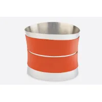 Picture Stylish wine cooling bucket with an orange cover made of natural leather - for the kitchen
