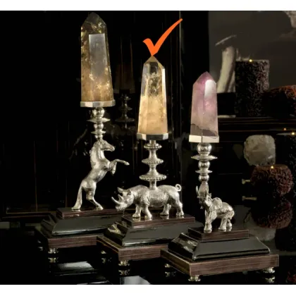 Picture Unique silver plated brass carving with ebony and crystal rock blade