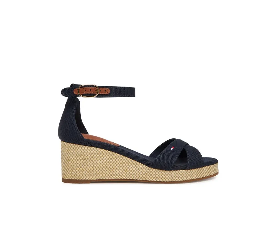 obrazek 1 Tommy Hilfiger Sandały Flag Criss-Cros Mid Wedge Espad FW0FW08481 Granatowy