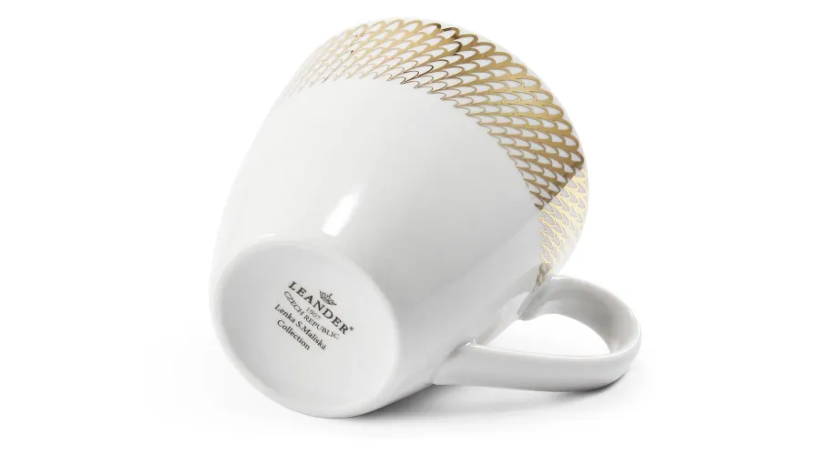 obrazek 2 Nowoczesny porcelanowy kubek ze złotym zdobieniem z kolekcji Angel wings – wariant 2 - Leander