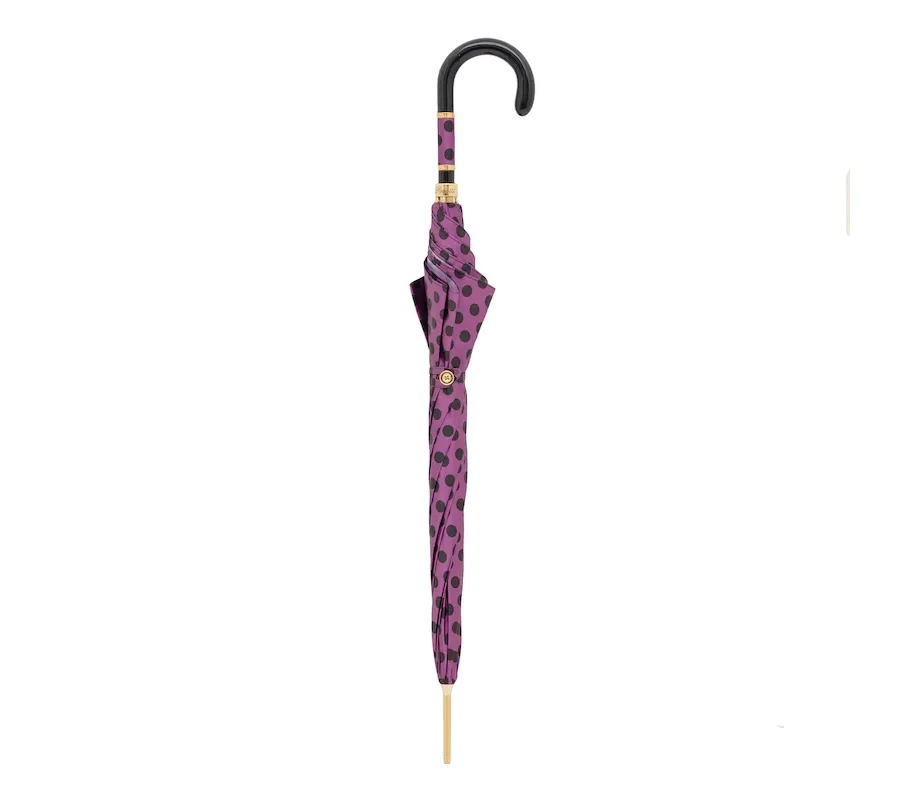 obrazek 2 Stylowy purpurowy parasol damski w czarne kropki - Pasotti