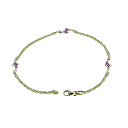 Zdjęcie Włoska dziewczęca bransoletka z emaliowanymi delfinami i łańcuszkiem typu bismark