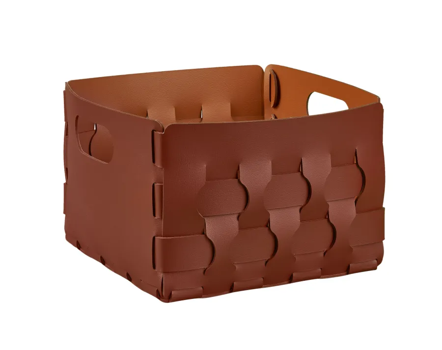 obrazek 1 Ekskluzywny kosz Dubai 25x25xH20 cm wykonany z bordowej skóry