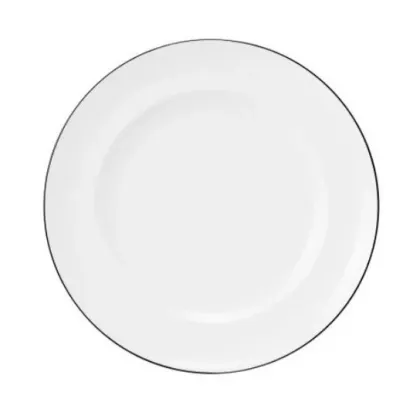 Zdjęcie Biały porcelanowy okrągły talerz z czarną obwódką w stylu klasycznym – Tettau