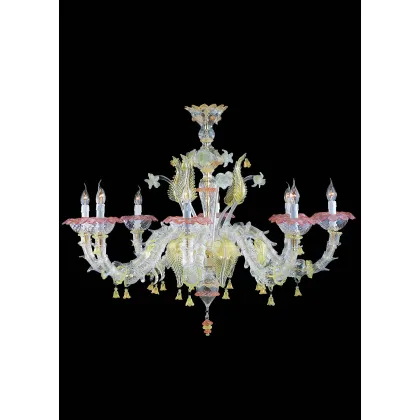 Zdjęcie Designerski kolorowy żyrandol do eleganckiego wnętrza ze szkła Murano