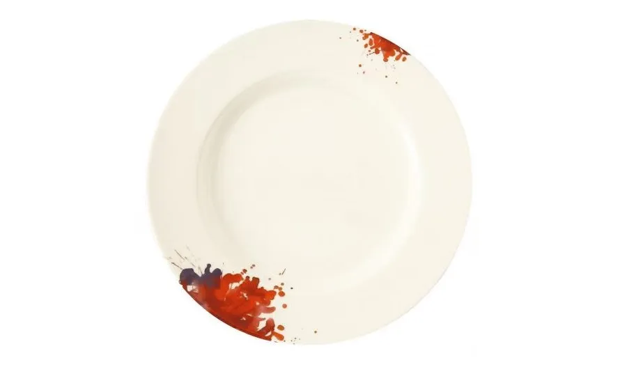 obrazek 1 Stylowy płaski okrągły 28-centymetrowy porcelanowy talerz z Niemiec – Tettau