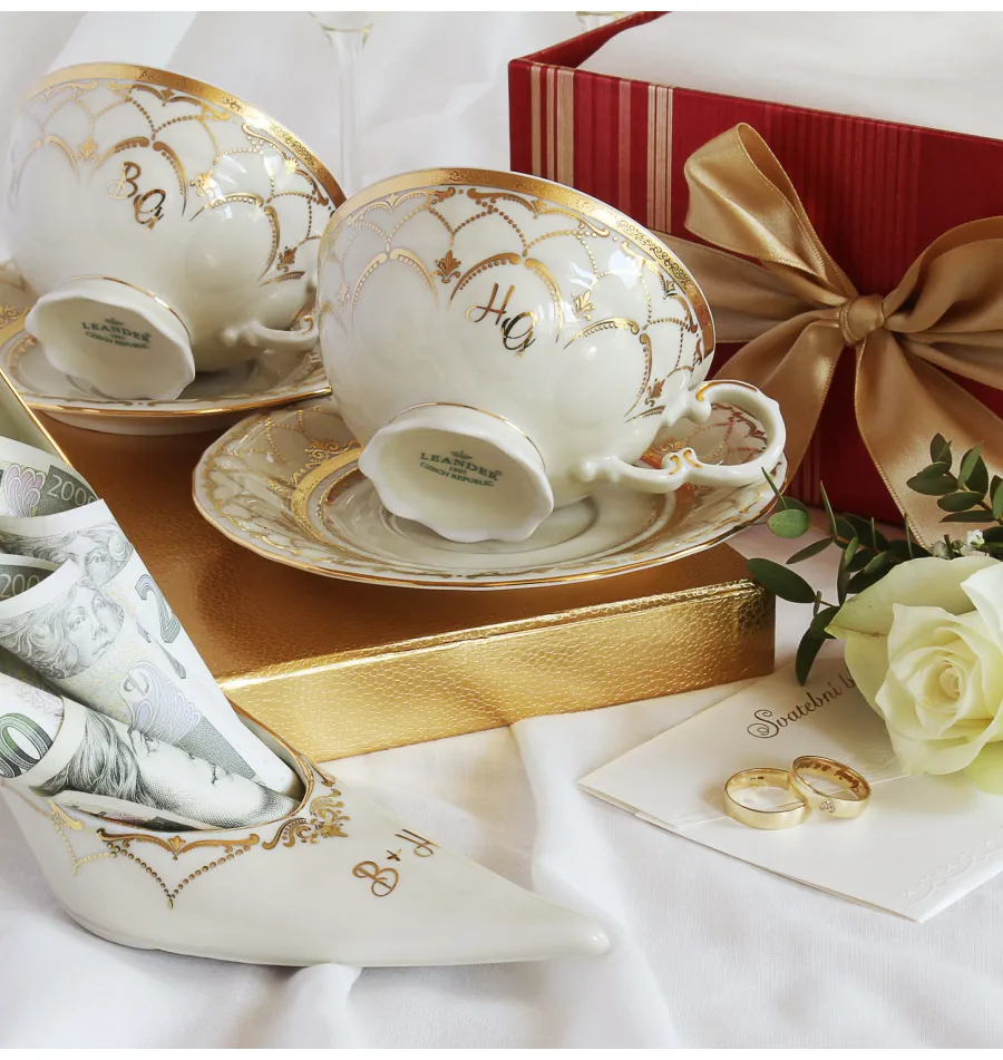 obrazek 2 Stylowa filiżanka ze spodkiem z porcelany z kolekcji Ivory wedding sonata – Leander