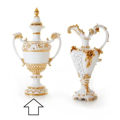 Picture Italian baroque vase with two handles and a lid made of ceramics - Ceramiche ML